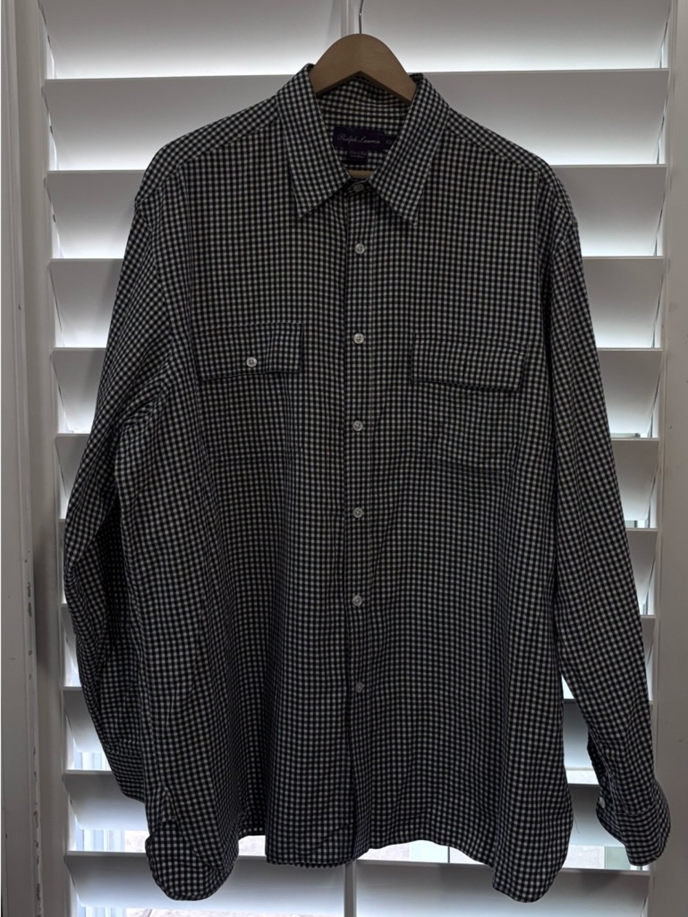 Purple Label Ralph Lauren Black & White Gingham Button-Down Shirt